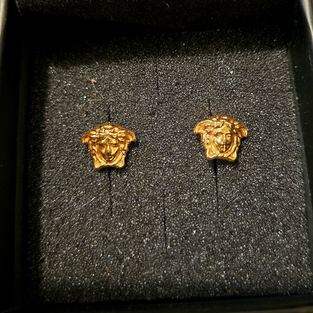 Gold Versace Medusa Stud Earrings